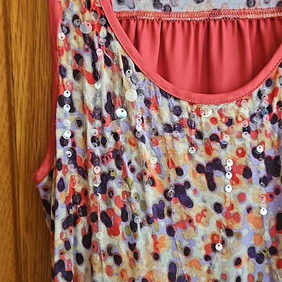Vera Wang Woman's Sequin Polka-dot Tank Tunic Blouse. Sz: XS - Picture 4 of 9
